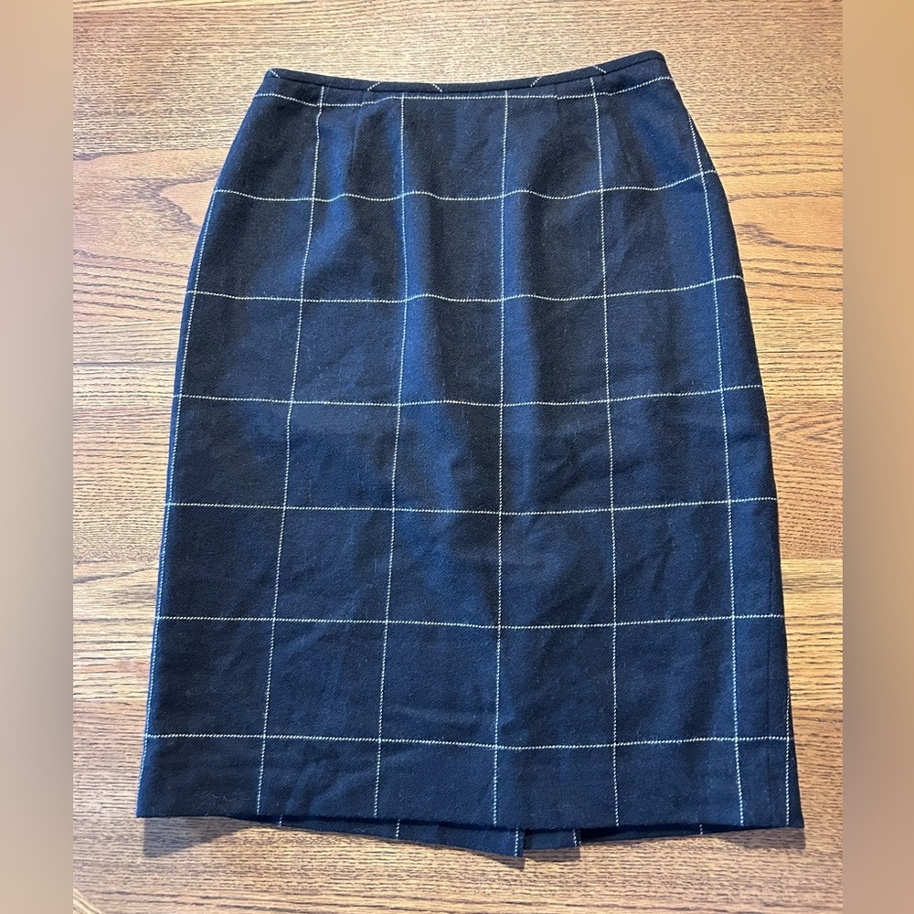 Black Windowpane Check Pencil Skirt